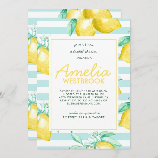Lemon Bridal Dusche Einladung (Vorne/Hinten)