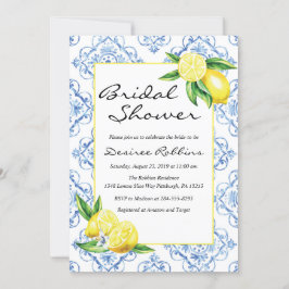 Lemon Bridal Dusche Einladung, Blue Tile Italienis Einladung
