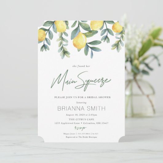 Lemon Bridal Dusche Einladung Hauptpresse (Stehend Vorderseite)