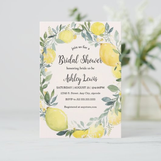 Lemon Bridal Dusche Einladung Lemon Dusche (Stehend Vorderseite)