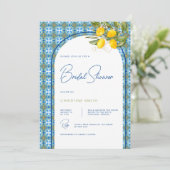 Lemon Bridal Dusche im mediterranen Stil Einladung (Stehend Vorderseite)