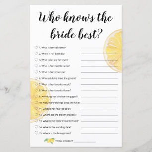 Lemon Bridal Game - Wer die Braut am besten kennt