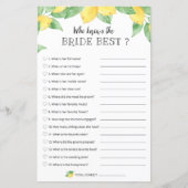 Lemon Bridal Game - Wer die Braut am besten kennt (Vorderseite)