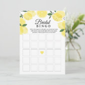 Lemon Bridal Shower Bingo Game Printable Einladung (Stehend Vorderseite)