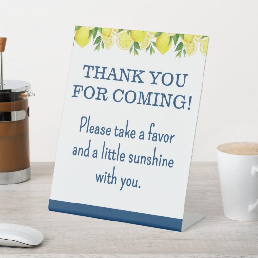 Lemon Bridal Shower Favor Table Pedestal Sign Sockelschild (In SItu)