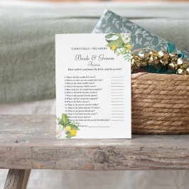 Lemon brie & groom trivia Brautparty Card
