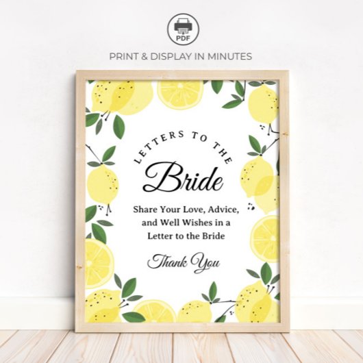 Lemon "Briefe an die Braut" Junggesellinnenabschie Poster