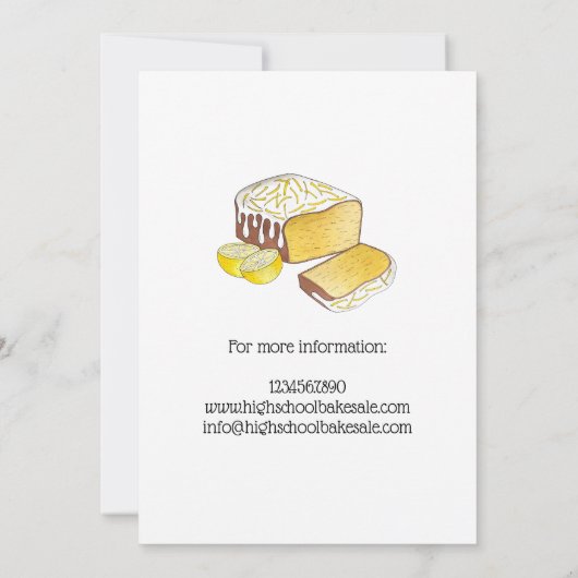 Lemon Cake Brot Loaf Bake Sale Dessert Bäckerei Einladung (Rückseite)