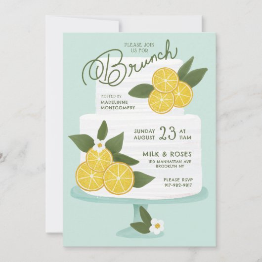 Lemon Cake Brunch Einladung (Vorderseite)