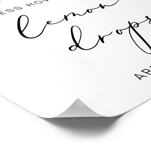 Lemon Calligrafy Brautparty Lemon drops Zeichen Poster (Ecke)