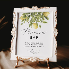 Lemon Calligraphy Brautparty Mimosa Bar Sign Poster