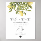 Lemon Calligraphy Dog Leckerei Wedding Sign Poster (Vorne)