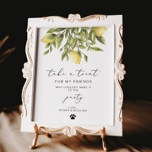 Lemon Calligraphy Dog Leckerei Wedding Sign Poster