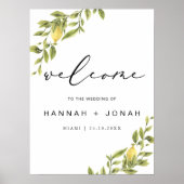 Lemon Calligraphy Wedding Begrüßungszeichen Poster (Vorne)