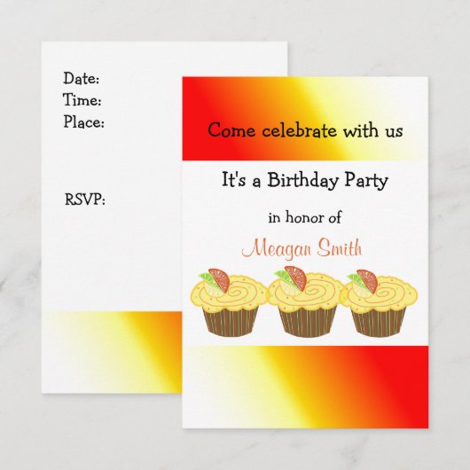 Lemon Candden Cupcakes Einladung (Vorne/Hinten)