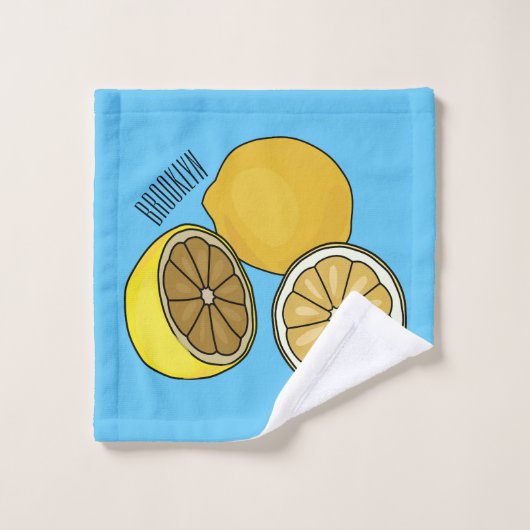Lemon Cartoon Illustration Badhandtuch Set (Waschlappen)