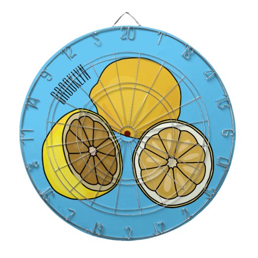 Lemon Cartoon Illustration Dartscheibe (vorne)