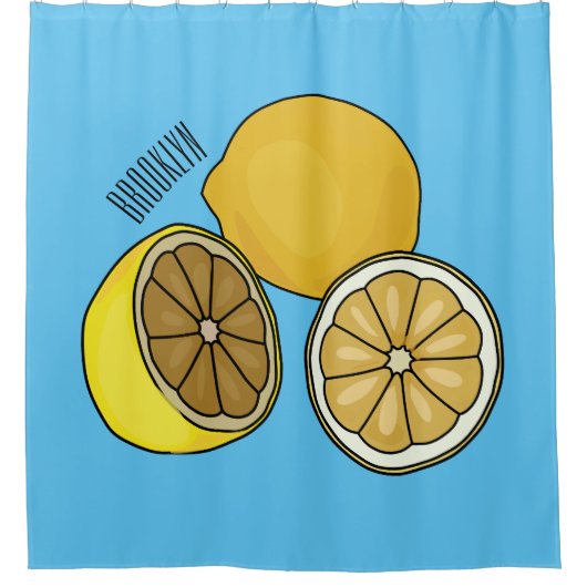 Lemon Cartoon Illustration Duschvorhang (Vorderseite)