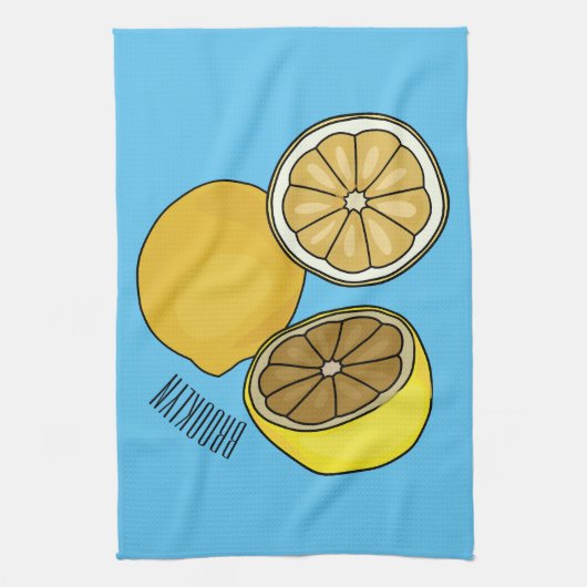 Lemon Cartoon Illustration Geschirrtuch (Vertikal)