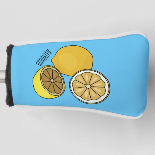 Lemon Cartoon Illustration Golf Headcover (Vorderseite)