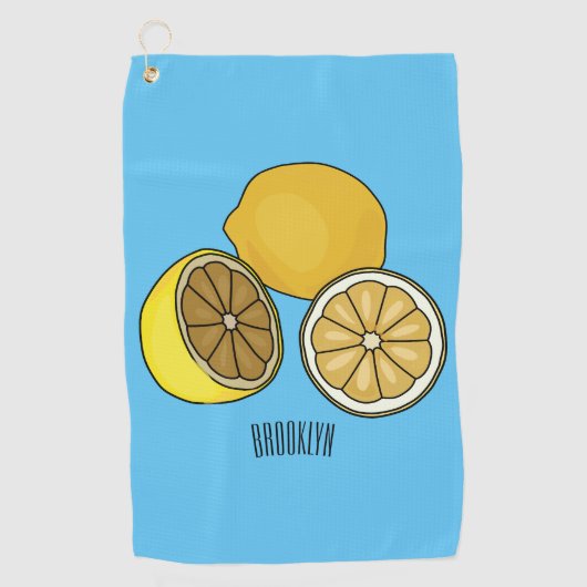 Lemon Cartoon Illustration Golfhandtuch (Vorderseite)