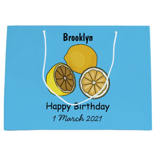 Lemon Cartoon Illustration Große Geschenktüte (Vorderseite)