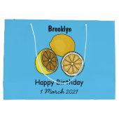 Lemon Cartoon Illustration Große Geschenktüte (Rückseite)