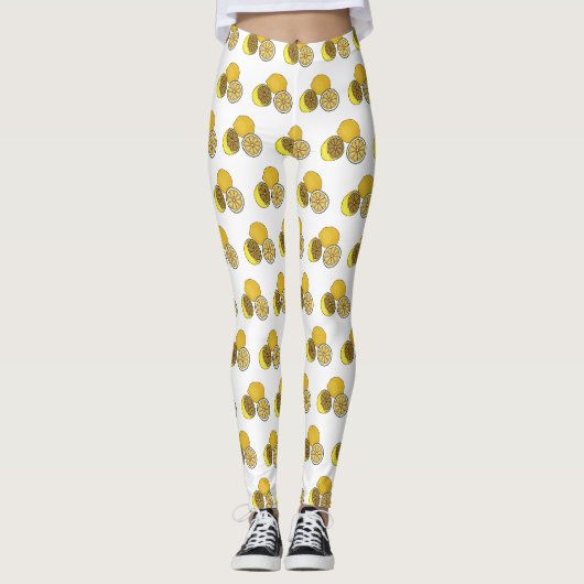 Lemon Cartoon Illustration Leggings (Vorderseite)