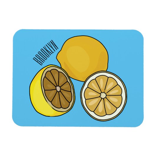 Lemon Cartoon Illustration Magnet (Horizontal)