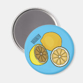 Lemon Cartoon Illustration Magnet (Vorderseite/Rückseite)