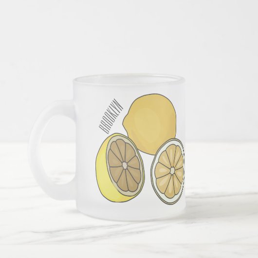 Lemon Cartoon Illustration Mattglastasse (Links)