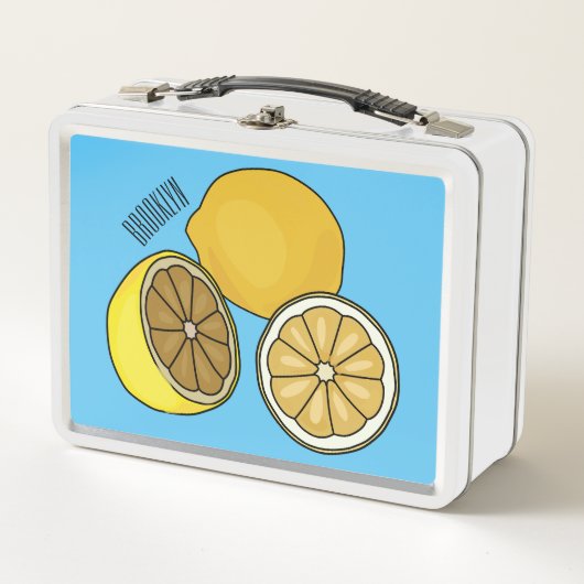 Lemon Cartoon Illustration Metall Brotdose (Vorderseite)