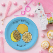 Lemon Cartoon Illustration Pappteller (Party)