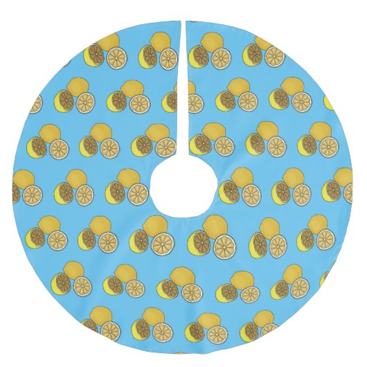 Lemon Cartoon Illustration Polyester Weihnachtsbaumdecke (Vorderseite)