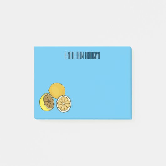 Lemon Cartoon Illustration Post-it Klebezettel (Vorderseite)