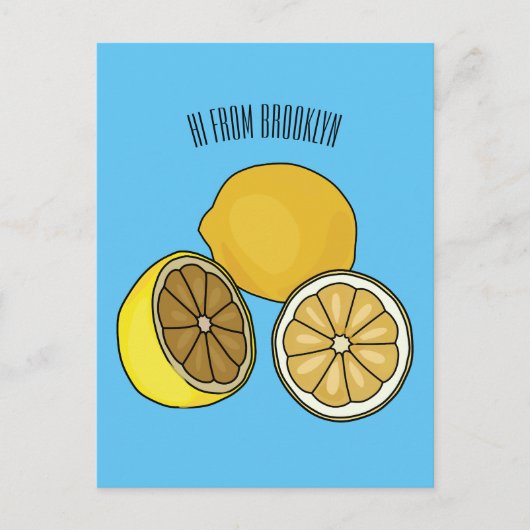 Lemon Cartoon Illustration Postkarte (Vorderseite)