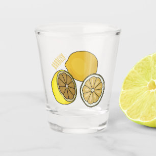 Lemon Cartoon Illustration Schnapsglas