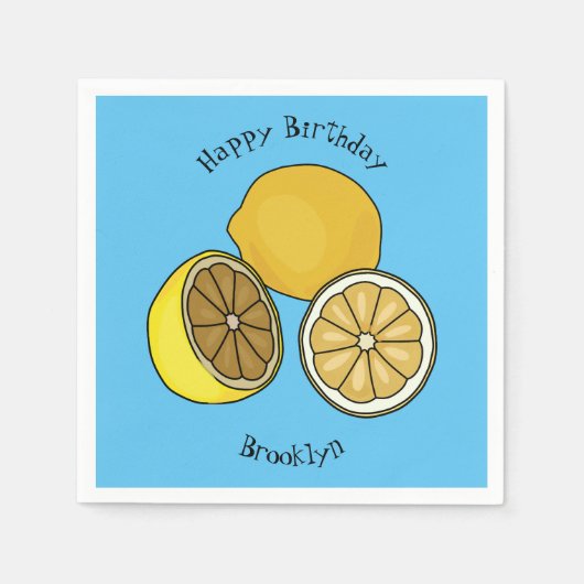 Lemon Cartoon Illustration Serviette (Vorderseite)