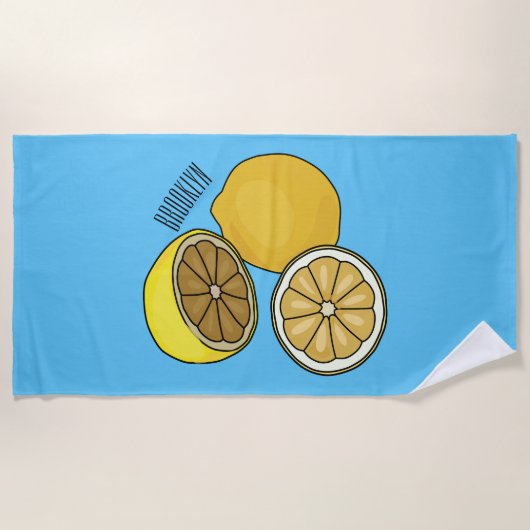 Lemon Cartoon Illustration Strandtuch (Vorderseite)