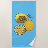 Lemon Cartoon Illustration Strandtuch (Vorderseite)