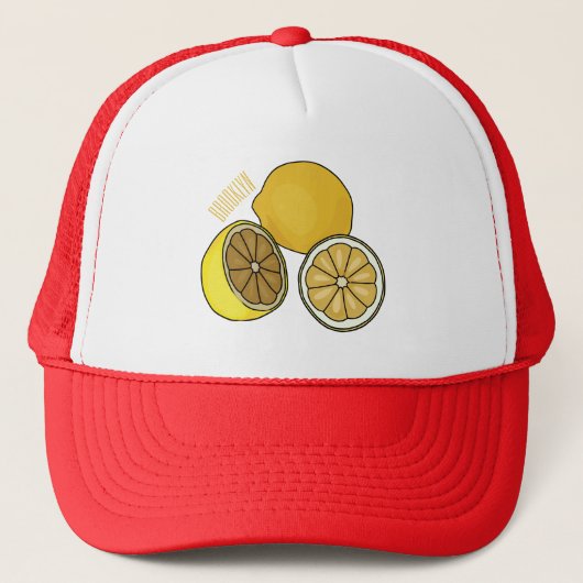 Lemon Cartoon Illustration Truckerkappe (Vorderseite)