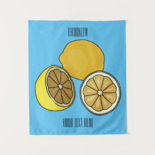 Lemon Cartoon Illustration Wandteppich