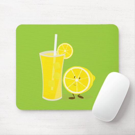 Lemon-Charakter stehend neben Limonade Mousepad (Mit Mouse)