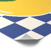 Lemon Checkerboard Retro Fruit Blue Poster (Ecke)