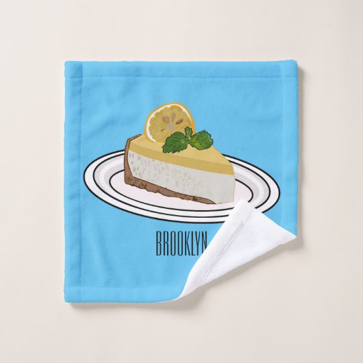 Lemon cheesecake Cartoon Illustration Badhandtuch Set (Waschlappen)