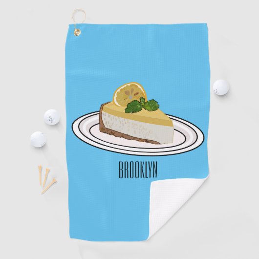 Lemon cheesecake Cartoon Illustration Golfhandtuch (Insitu)