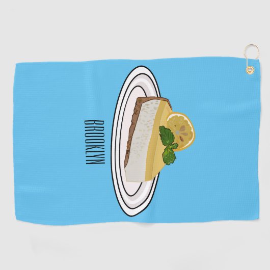 Lemon cheesecake Cartoon Illustration Golfhandtuch (Horizontal)