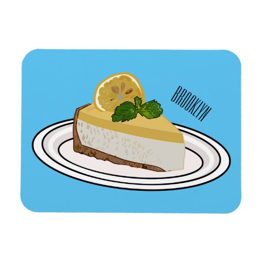 Lemon cheesecake Cartoon Illustration Magnet (Horizontal)