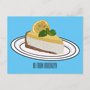 Lemon cheesecake Cartoon Illustration Postkarte