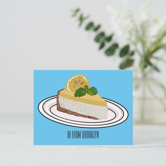 Lemon cheesecake Cartoon Illustration Postkarte (Stehend Vorderseite)